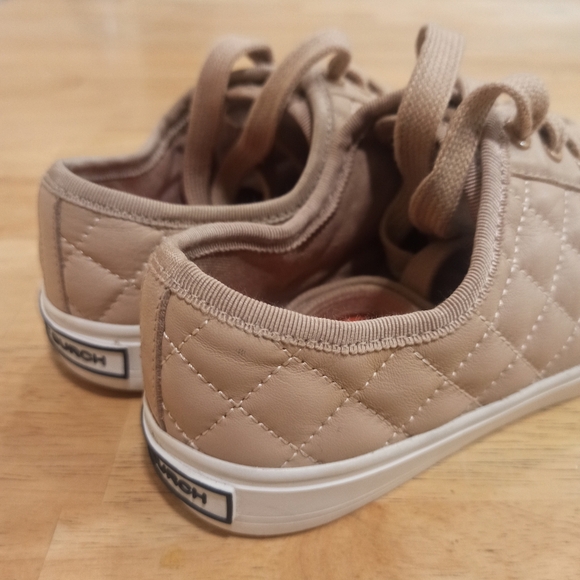Tory Burch Bryant Sneakers Beige Quilted Leather Size 6 - Picture 5 of 16